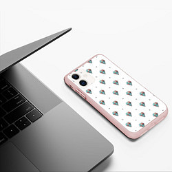 Чехол iPhone 11 матовый Разноцветные Бриллианты На Белом Фоне, цвет: 3D-светло-розовый — фото 2
