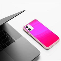 Чехол iPhone 11 матовый Neon pink bright abstract background, цвет: 3D-светло-розовый — фото 2