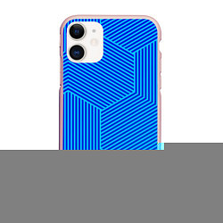 Чехол iPhone 11 матовый Blue geometry линии, цвет: 3D-светло-розовый