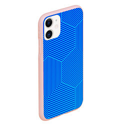 Чехол iPhone 11 матовый Blue geometry линии, цвет: 3D-светло-розовый — фото 2