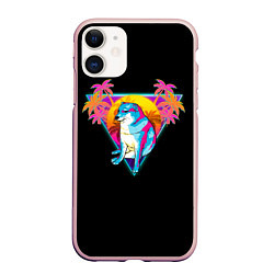 Чехол iPhone 11 матовый Неоновый Малыш Чимс, цвет: 3D-светло-розовый