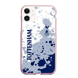 Чехол iPhone 11 матовый Tottenham hotspur Брызги красок, цвет: 3D-светло-розовый