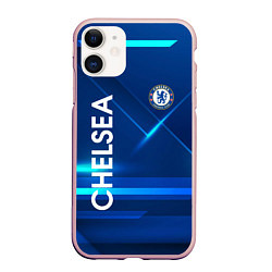 Чехол iPhone 11 матовый Chelsea Синяя абстракция, цвет: 3D-светло-розовый