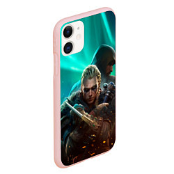 Чехол iPhone 11 матовый Assassins Creed Valhalla art, цвет: 3D-светло-розовый — фото 2