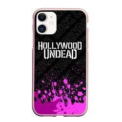 Чехол iPhone 11 матовый Hollywood Undead rock legends: символ сверху, цвет: 3D-светло-розовый