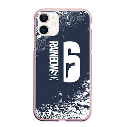 Чехол iPhone 11 матовый Rainbow six siege - соты, цвет: 3D-светло-розовый