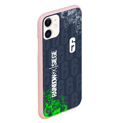 Чехол iPhone 11 матовый Rainbow six siege - краска, цвет: 3D-светло-розовый — фото 2