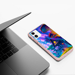 Чехол iPhone 11 матовый Неоновая страна, цвет: 3D-светло-розовый — фото 2