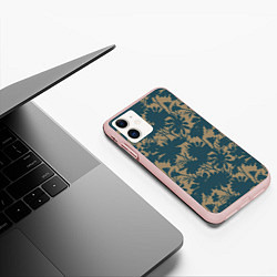 Чехол iPhone 11 матовый Цветочный камуфляж, цвет: 3D-светло-розовый — фото 2
