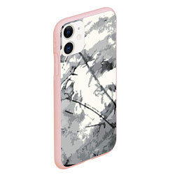 Чехол iPhone 11 матовый Белый мрамом, цвет: 3D-светло-розовый — фото 2