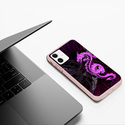 Чехол iPhone 11 матовый Неоновый дракон purple dragon, цвет: 3D-светло-розовый — фото 2