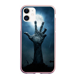 Чехол iPhone 11 матовый Zombie night party, цвет: 3D-светло-розовый