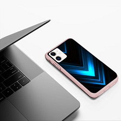 Чехол iPhone 11 матовый Neon geometry stripes, цвет: 3D-светло-розовый — фото 2