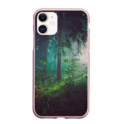 Чехол iPhone 11 матовый Таинственный лес, цвет: 3D-светло-розовый
