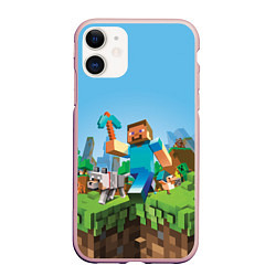 Чехол iPhone 11 матовый Minecraft Summer, цвет: 3D-светло-розовый