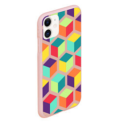 Чехол iPhone 11 матовый 3D кубы, цвет: 3D-светло-розовый — фото 2