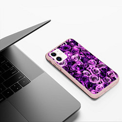 Чехол iPhone 11 матовый Цветочки, цвет: 3D-светло-розовый — фото 2