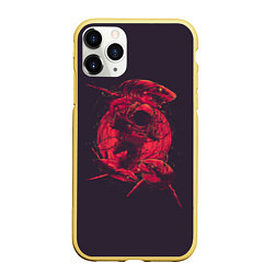 Чехол iPhone 11 Pro матовый Shark Space, цвет: 3D-желтый