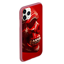 Чехол iPhone 11 Pro матовый Красный череп, цвет: 3D-малиновый — фото 2