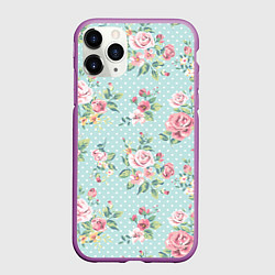 Чехол iPhone 11 Pro матовый Цветы ретро 1, цвет: 3D-фиолетовый