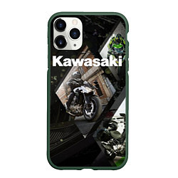 Чехол iPhone 11 Pro матовый Kawasaky, цвет: 3D-темно-зеленый