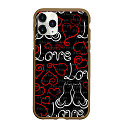 Чехол iPhone 11 Pro матовый Meow Love, цвет: 3D-коричневый