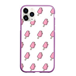 Чехол iPhone 11 Pro матовый Мороженое розовое