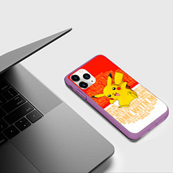 Чехол iPhone 11 Pro матовый Pikachu, цвет: 3D-фиолетовый — фото 2