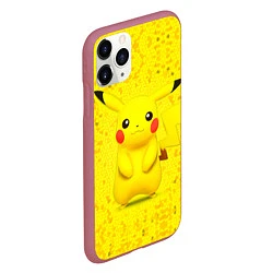 Чехол iPhone 11 Pro матовый Pikachu, цвет: 3D-малиновый — фото 2