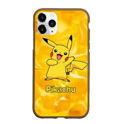 Чехол iPhone 11 Pro матовый Pikachu, цвет: 3D-коричневый
