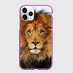 Чехол iPhone 11 Pro матовый Красавец лев, цвет: 3D-фиолетовый