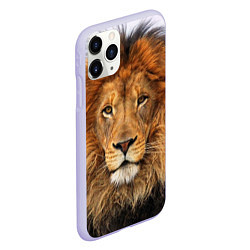 Чехол iPhone 11 Pro матовый Красавец лев, цвет: 3D-светло-сиреневый — фото 2