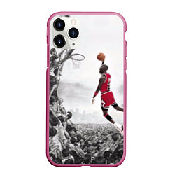 Чехол iPhone 11 Pro матовый Michael Jordan NBA, цвет: 3D-малиновый