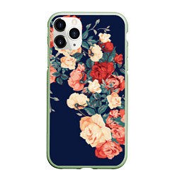 Чехол iPhone 11 Pro матовый Fashion flowers, цвет: 3D-салатовый