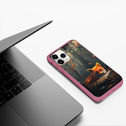 Чехол iPhone 11 Pro матовый Лисица в лесу, цвет: 3D-малиновый — фото 2