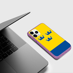 Чехол iPhone 11 Pro матовый Сборная Швеции: домашняя форма, цвет: 3D-фиолетовый — фото 2