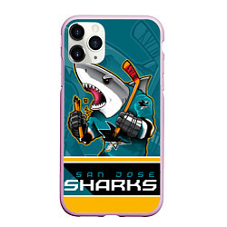 Чехол iPhone 11 Pro матовый San Jose Sharks, цвет: 3D-розовый