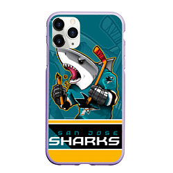 Чехол iPhone 11 Pro матовый San Jose Sharks, цвет: 3D-светло-сиреневый