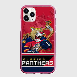 Чехол iPhone 11 Pro матовый Florida Panthers, цвет: 3D-малиновый