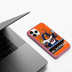 Чехол iPhone 11 Pro матовый New York Islanders, цвет: 3D-малиновый — фото 2