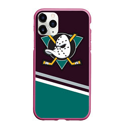 Чехол iPhone 11 Pro матовый Anaheim Ducks, цвет: 3D-малиновый