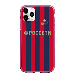 Чехол iPhone 11 Pro матовый ФК ЦСКА: Россети, цвет: 3D-малиновый