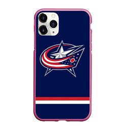 Чехол iPhone 11 Pro матовый Columbus Blue Jackets, цвет: 3D-малиновый