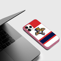 Чехол iPhone 11 Pro матовый Florida Panthers, цвет: 3D-малиновый — фото 2