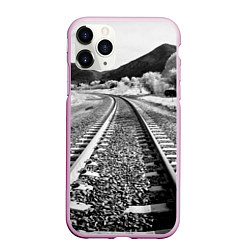Чехол iPhone 11 Pro матовый Железная дорога, цвет: 3D-розовый