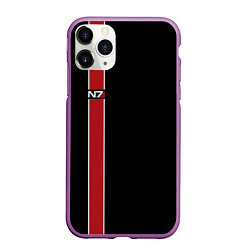 Чехол iPhone 11 Pro матовый Mass Effect N7, цвет: 3D-фиолетовый