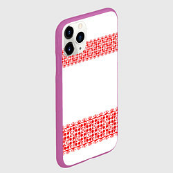 Чехол iPhone 11 Pro матовый Славянский орнамент (на белом), цвет: 3D-фиолетовый — фото 2