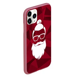 Чехол iPhone 11 Pro матовый Санта хипстер, цвет: 3D-малиновый — фото 2