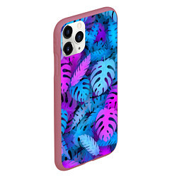 Чехол iPhone 11 Pro матовый Сине-розовые тропики, цвет: 3D-малиновый — фото 2