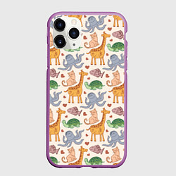 Чехол iPhone 11 Pro матовый Летние зверьки, цвет: 3D-фиолетовый